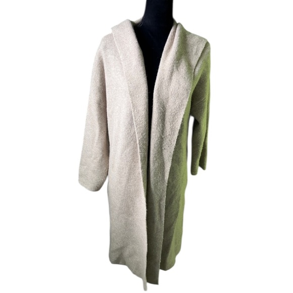Carly Jean Los Angeles Sweaters - CJLA Womens Cream Sweater Coat Hooded Duster Jacket Small